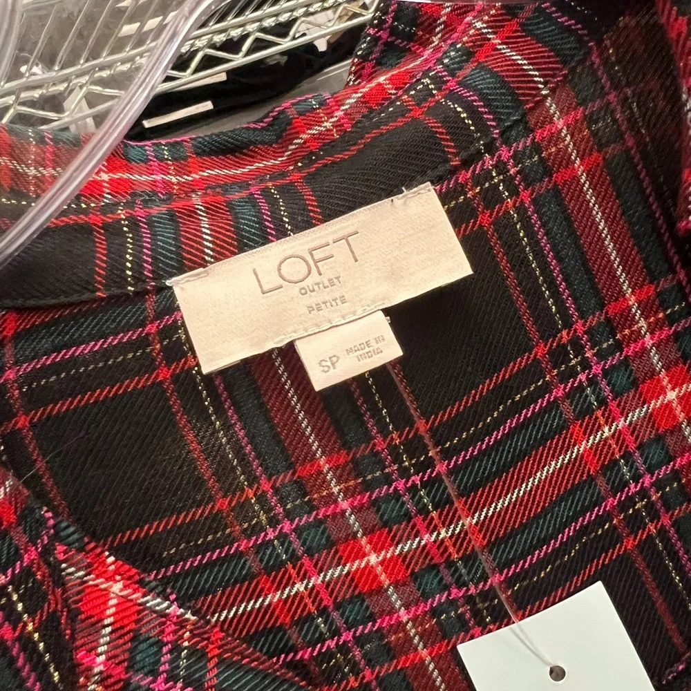NWT Sp Plaid Blouse LOFT #ZZ
